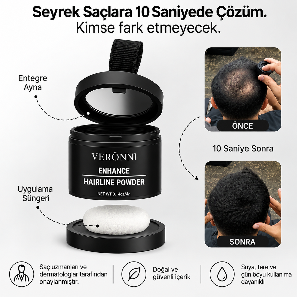 VERONNI™ Hairline Powder – Saç Dolgunlaştırıcı Fiber Tozu