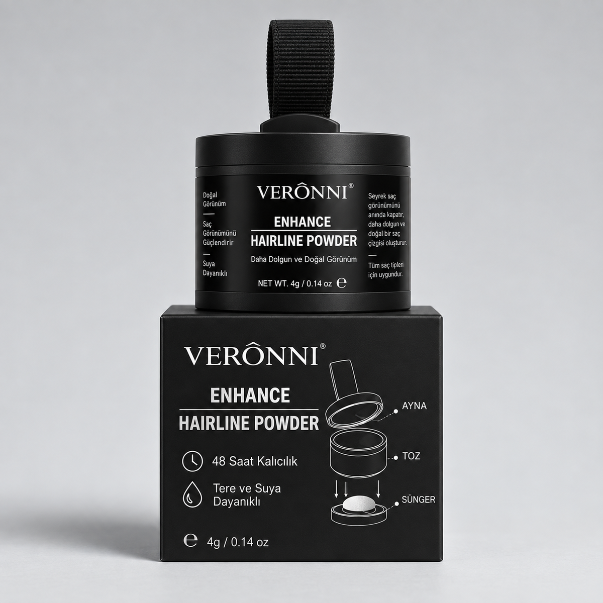 VERONNI™ Hairline Powder – Saç Dolgunlaştırıcı Fiber Tozu